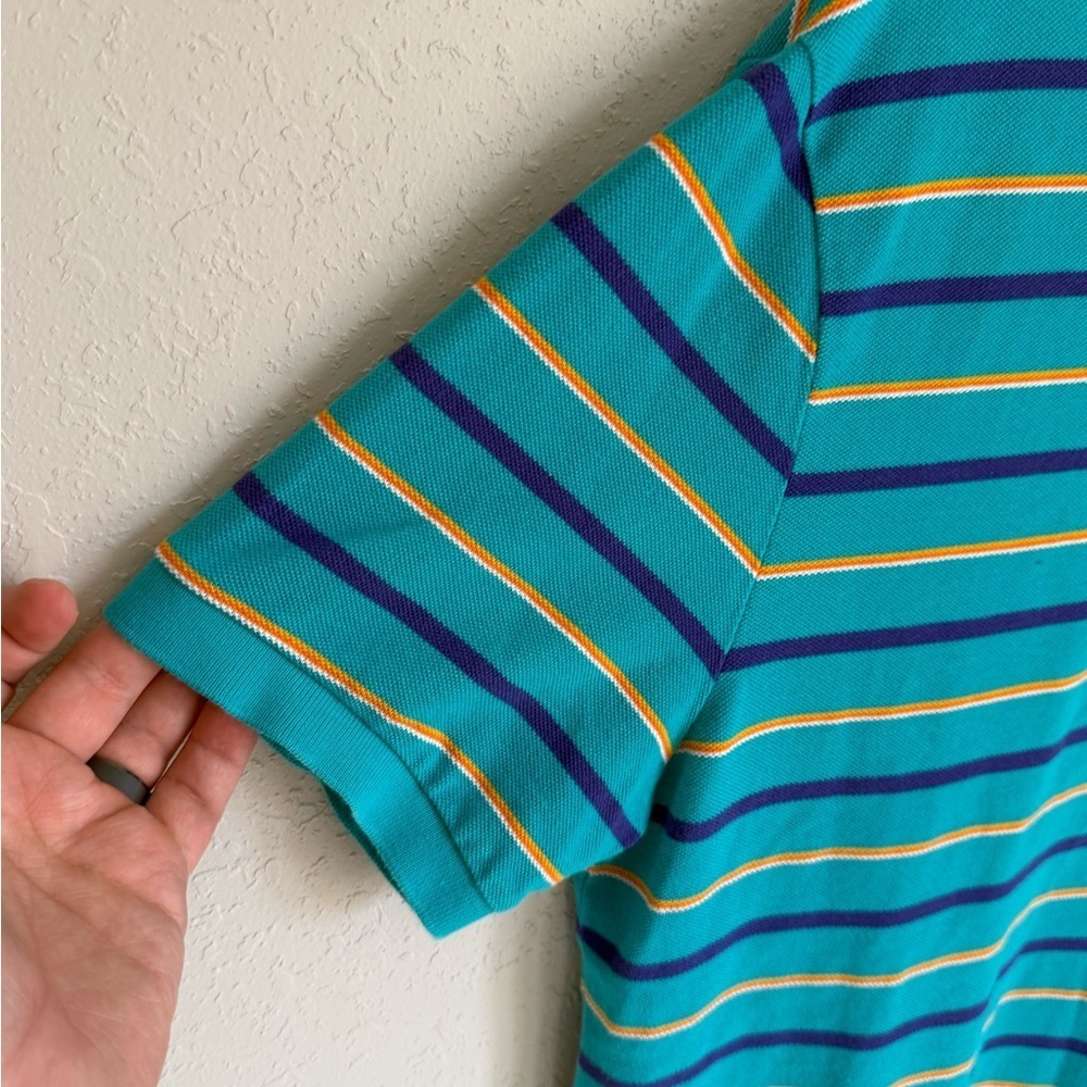 Men’s XL Turquoise Polo Ralph Lauren Retro, Stripped, Custom Fit, Preppy Polo - Picture 3 of 5